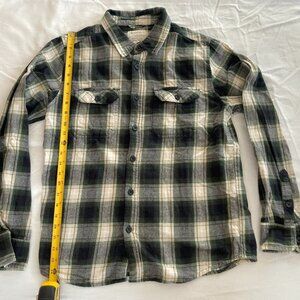 Mountain Warehouse Mens Plaid Flannel Shirt Medium Green/Cream Cotton
